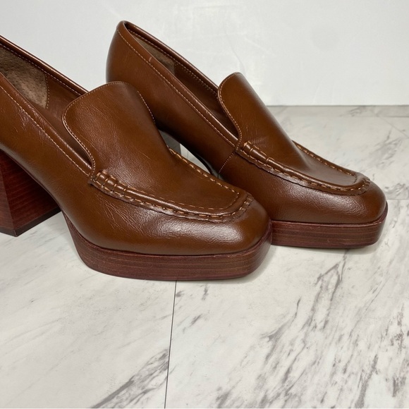 Steve Madden Etney Brown Square Toe Heeled Loafer 9 1/2 M - Picture 9 of 15